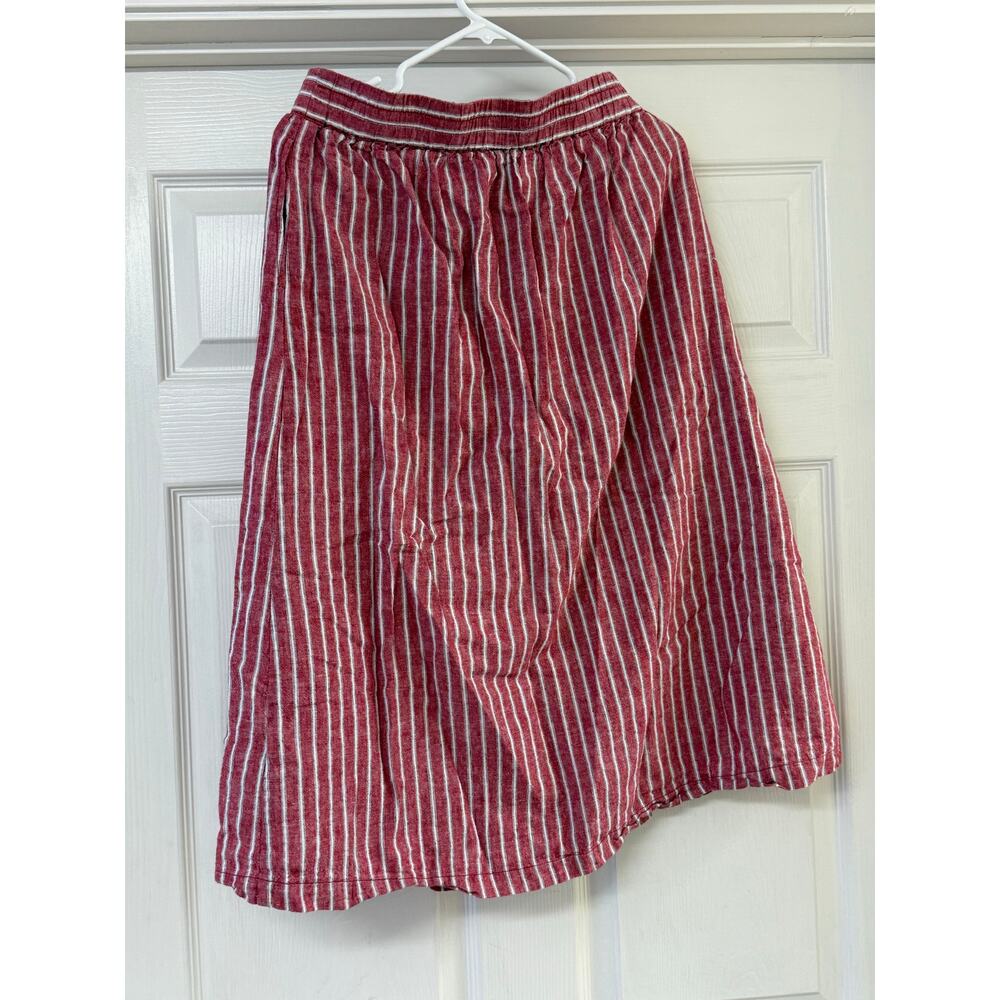 Max Studio Red Striped Button-Front Midi Skirt | … - image 2